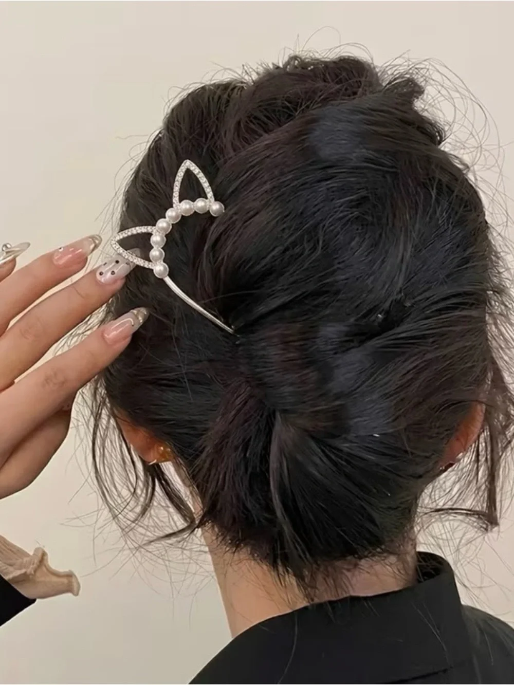 Pearl & Crystal Cat Ear Hair Stick